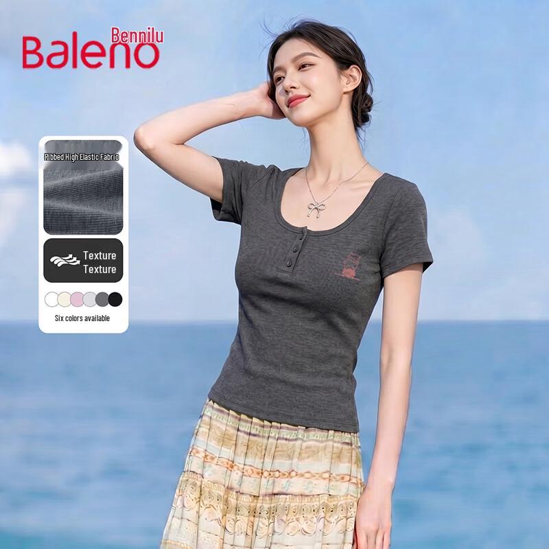Baleno Women s U-Neck Slim Fit Cartoon Cat T-Shirt XL