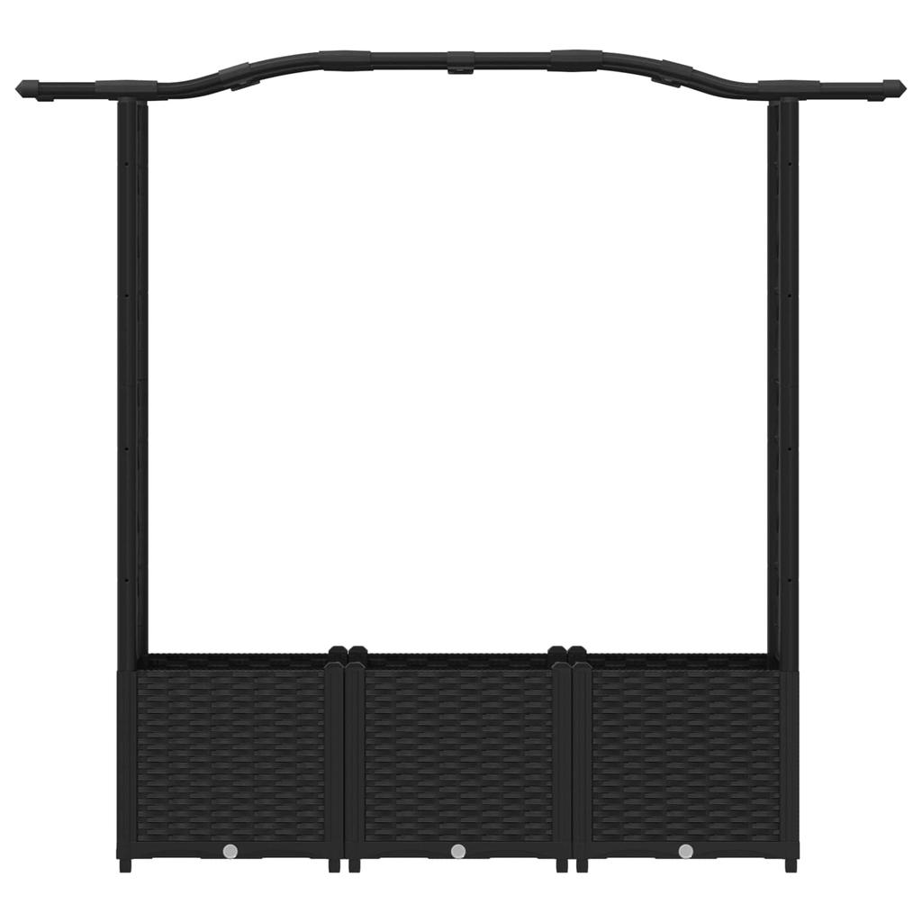 Elevated Planter with Trellis and Hanging Roof Black 164 x 40 x 142 cm PP