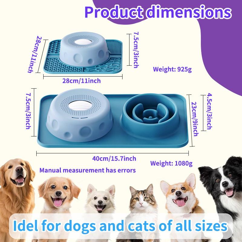 Silicone Slow Feeder Bowl Dogs With Lick Mat Design Anti-Spill Easy Clean Non-Choke Pet Food Dispenser