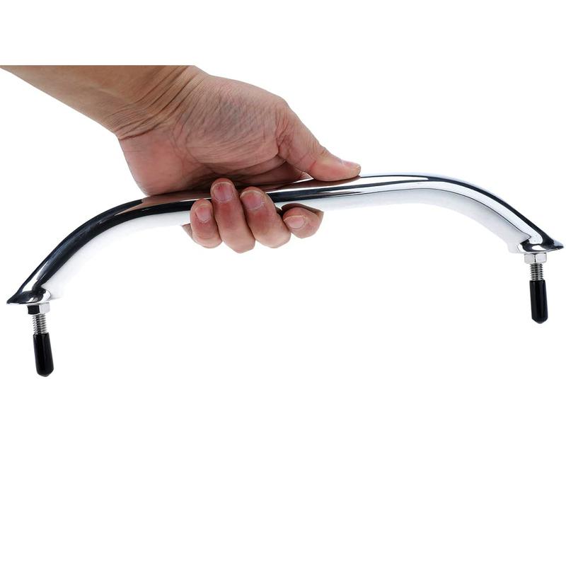 Boat Handrail Grab Handle Polished Stainless Steel Round Tube - 8 Long Marine Grab Handle