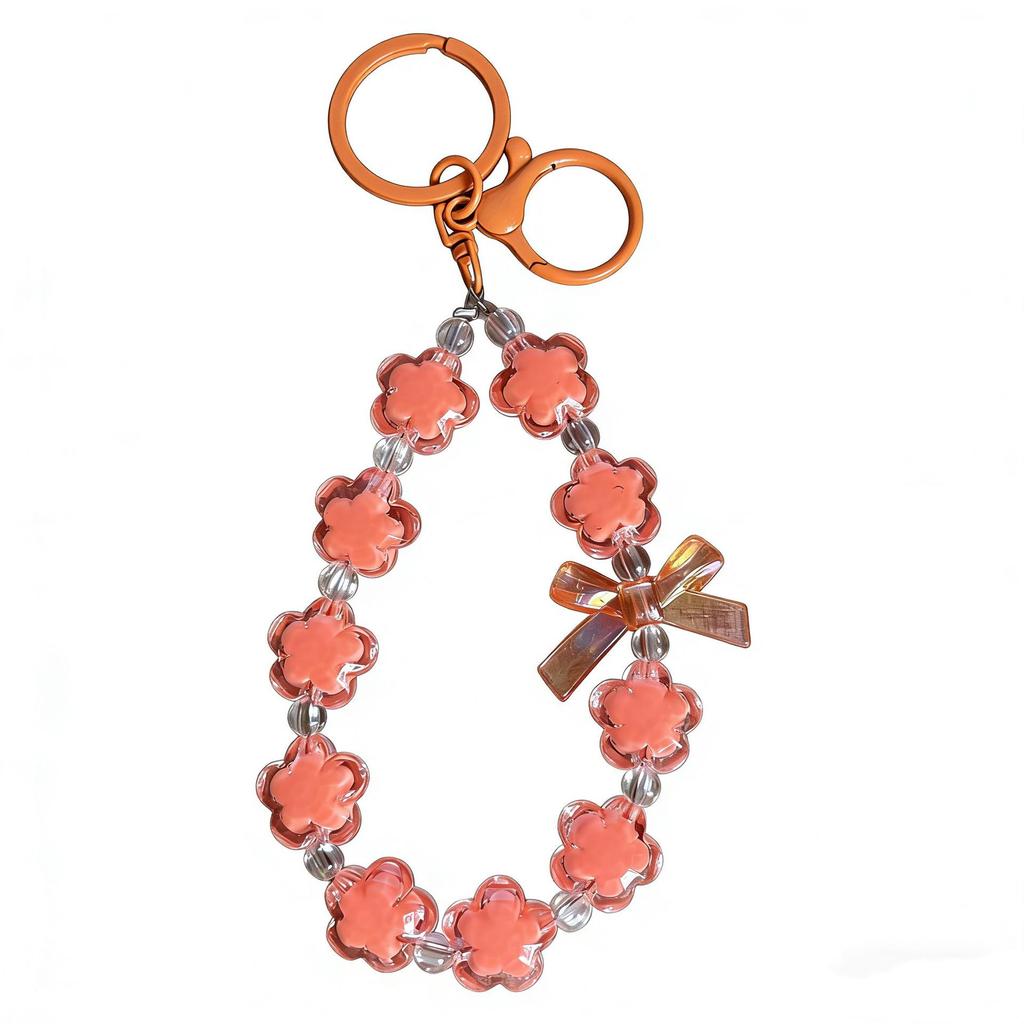 Acrylic Flower Beaded Phone Strap Keychain & Bag Accessory