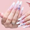 European And American Spot Manicure, Ballet Coffin Nail, French Manicure, White French Colored Diamond Fake Nails