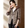 D.F.DEAR Women's Casual Hooded Plaid Jacket