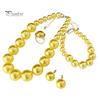 Faux Pearl Earrings Set 3Pcs/Set Imitation Pearls Jewelry Set, Adjustable Length Choker Necklace with Ear Studs Wedding Bracelet And Bracelet,