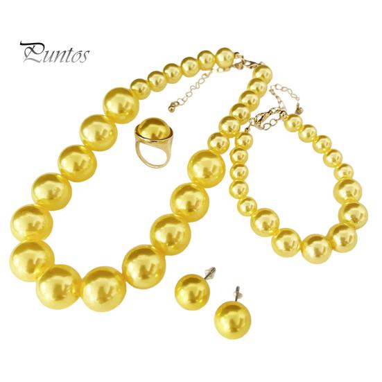 Faux Pearl Earrings Set 3Pcs/Set Imitation Pearls Jewelry Set, Adjustable Length Choker Necklace with Ear Studs Wedding Bracelet And Bracelet,