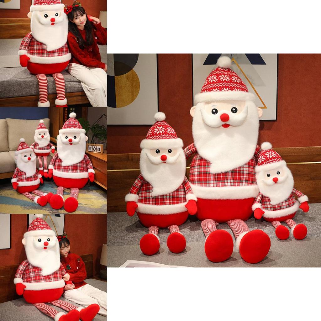 Creative Plush Santa Claus Doll With Long Legs Soft Cotton Outfit For Festive Decor