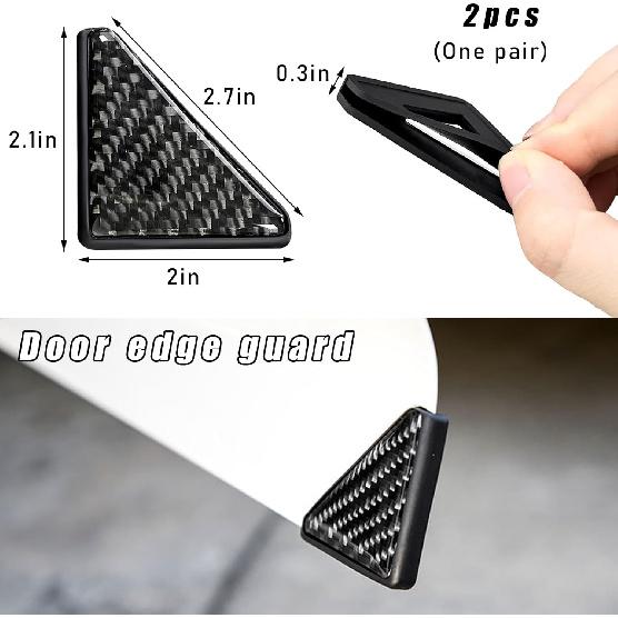2PCS Car Side Door Edge Guards, Carbon Fiber Anti-Collision Vehicle Door Corner Protector, Self-Adhesive Auto Front Door Corner Scratch Sticker Film,