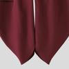 INCERUN Summer Men Zipper Waist Casual Ruffled Long Pants Trousers