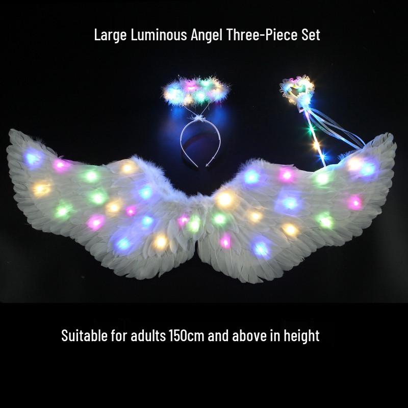 Children's Glowing Angel Feather Wings Costume Prop for Girls & Adults - Fairy, Elf, Cosplay & Photoshoots