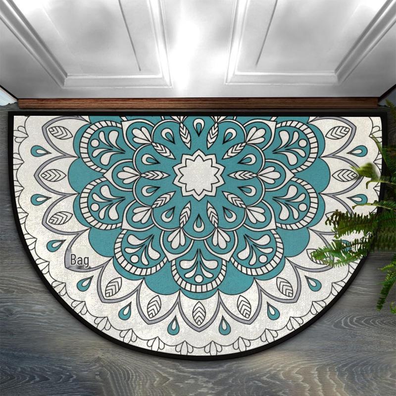 Bohemian Floral Retro Style Semi-Circular Entrance Mat