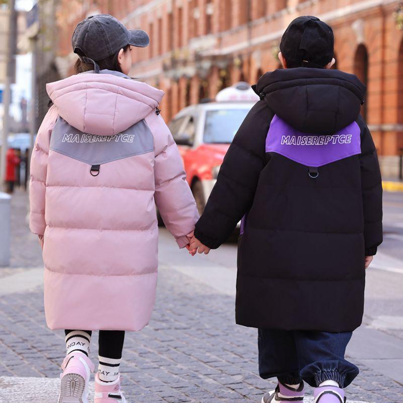 Mid-length Down Jackets for Children's Fashion, Thick Duck Down Jackets for Boys and Girls In Winter
