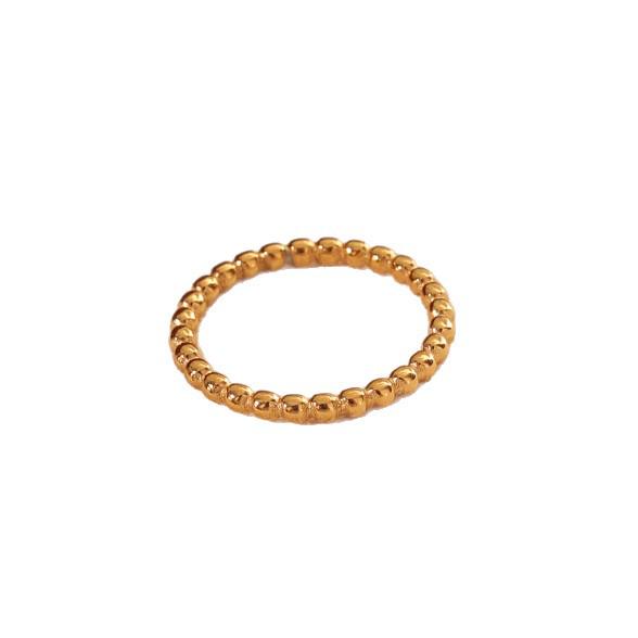 Women's Titanium Steel Bead Ring - Colorfast, Niche Design with Light Luxury Feel, High-End Round and Square Patchwork Beads.