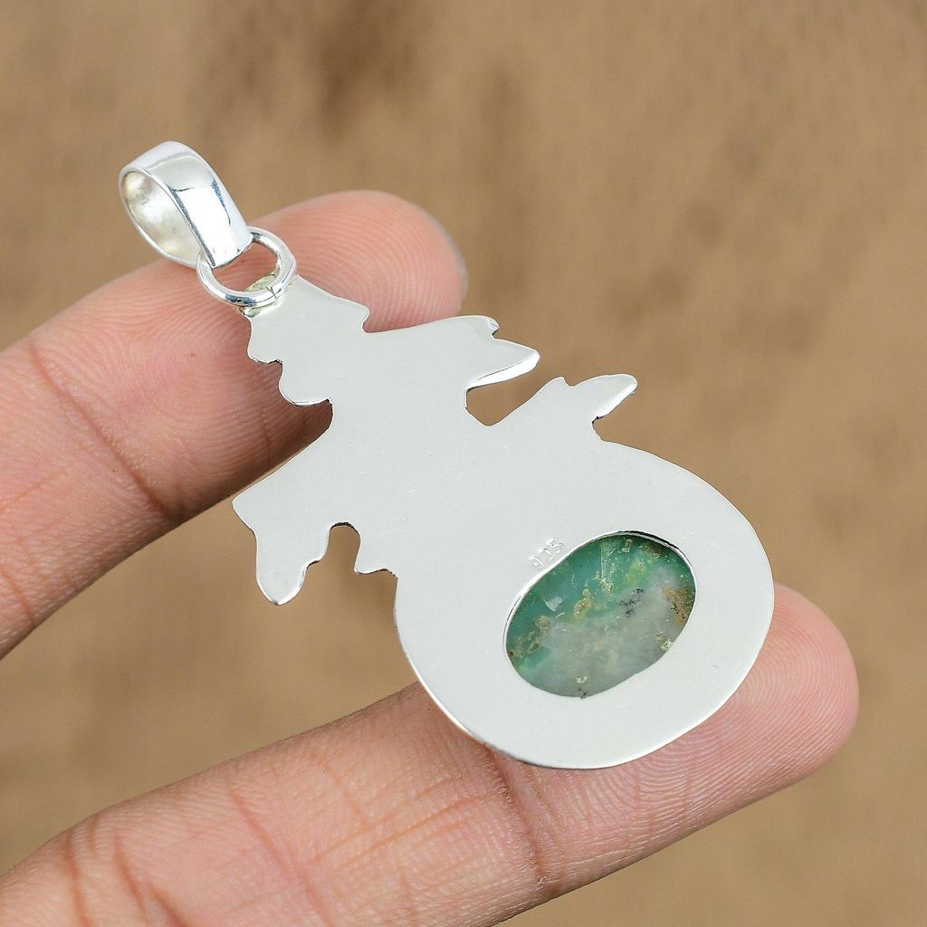 Birthday Gift For Her Natural Variscite Gemstone Pendant 925 Sterling Silver
