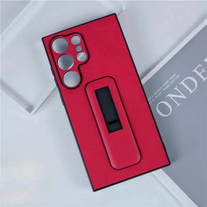 

Обложка из искусственной кожи с невидимым кронштейном для Samsung Galaxy S24 S23 S22 S21 Ultra Plus + Подставка-кольцо, подставка, чехол для телефона Galaxy S23 Ultra