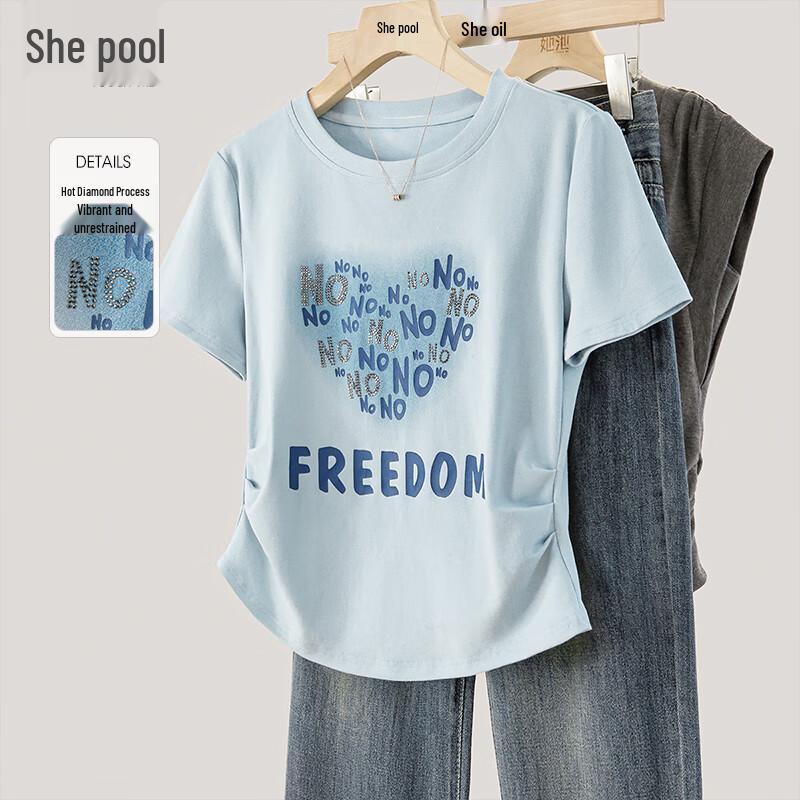 

Women s Rhinestone Letter Print Slim Fit Short Sleeve T-Shirt XL