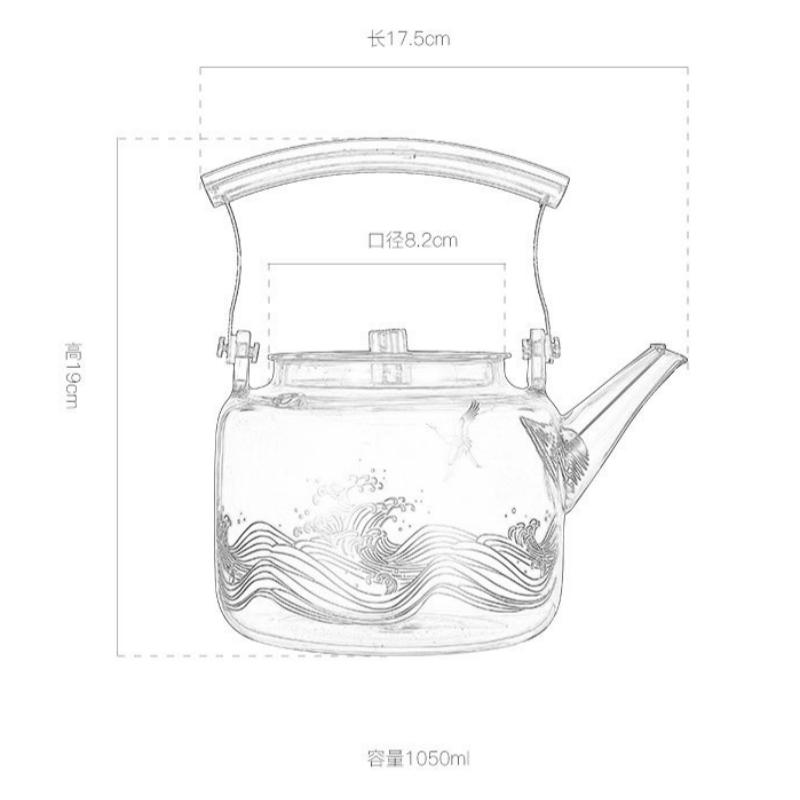 High borosilicate glass colorful handle kettle health - preserving hot water kettle household flower and herb teapot
