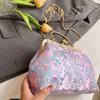 Vintage Women Wedding Clutch Flowers Lock Shell Clip Fringe Chain Shoulder Bags Purple Blue Crossbody Bags Handbags And Purses