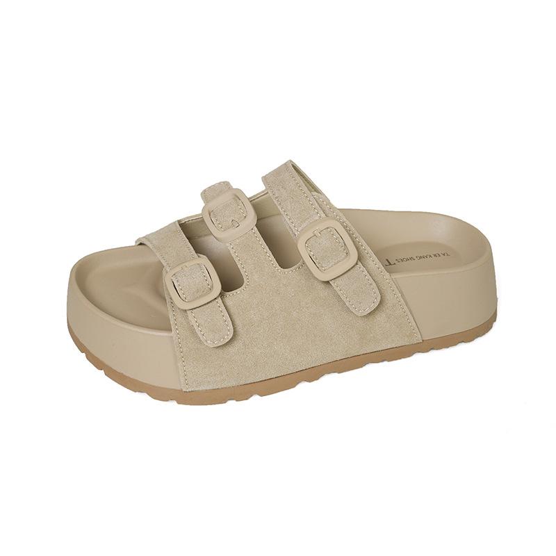Beautiful Thick-bottomed Cool Slippers for Women's 2025 Summer New Outer Wear, High-end Sense Going Out with Skirt Slippers