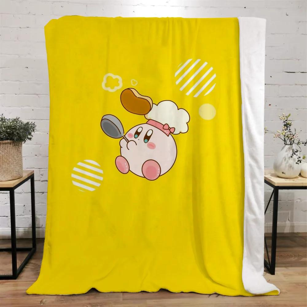 Kawaii Cartoon Kirbys Designer Throw Blanket Fluffy Custom Blankets Characters Home and Decoration Luxury Bedding Knitted Plaid