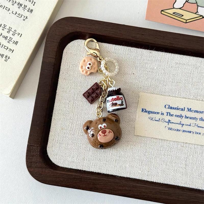

Cute Bear Jam Keychain Pendant Bag Hanging Ornaments Backpack Charms Phone Chain Women Accessories Keyring Birthday Gift коричневий