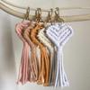 1Pcs Cute Car Keyring Handmade Macrame Heart Shaped Pendant Keychains For Women Wedding Gift