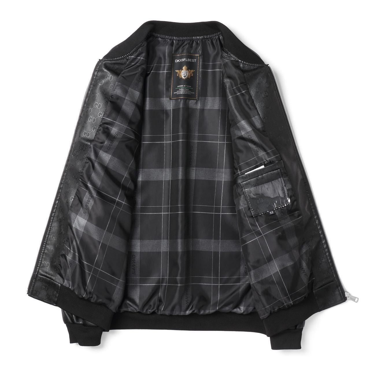 

Мужская кожаная одежда высокого класса, модная повседневная куртка из кожи с буквенным принтом, куртка с воротником-стойкой 60