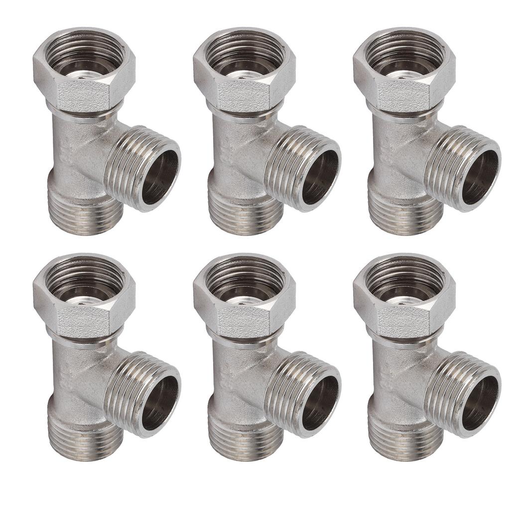 6PCS 3 Way Tee Connectors G1 2 Male and Female Thread Stainless Steel 3 Way Diverter Water Line Splitter