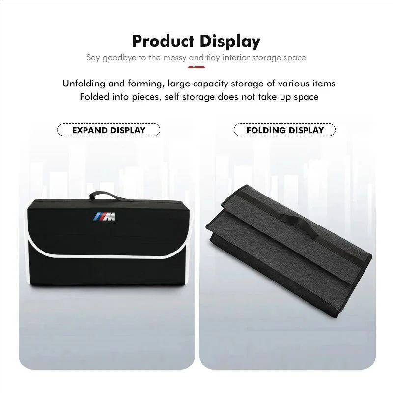 CTCE1 Car Trunk Organizer Box Large Capacity Folding Storage Bag For BMW E91 X5 E70 F11 E30 F31 X3 F25 E61 E83 X1 E53 E87 F40 /Sticker