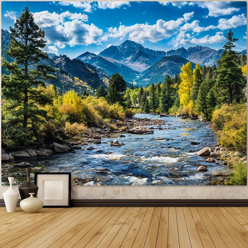 VIKAMA Forest Clouds Water Tapestry Wall Hanging Art Decor for Bedroom Living Room Office