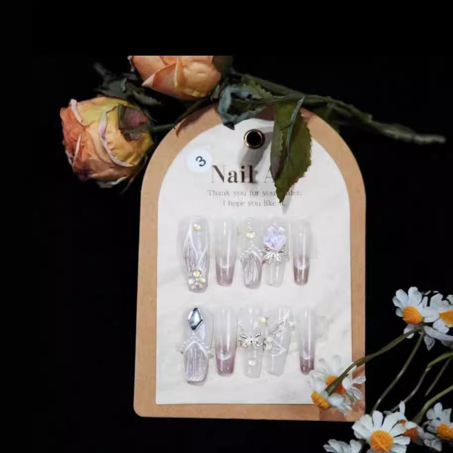 

Princess Mermaid Charming Pink Long Wear Nail Art Fish Tail Nail Finished L