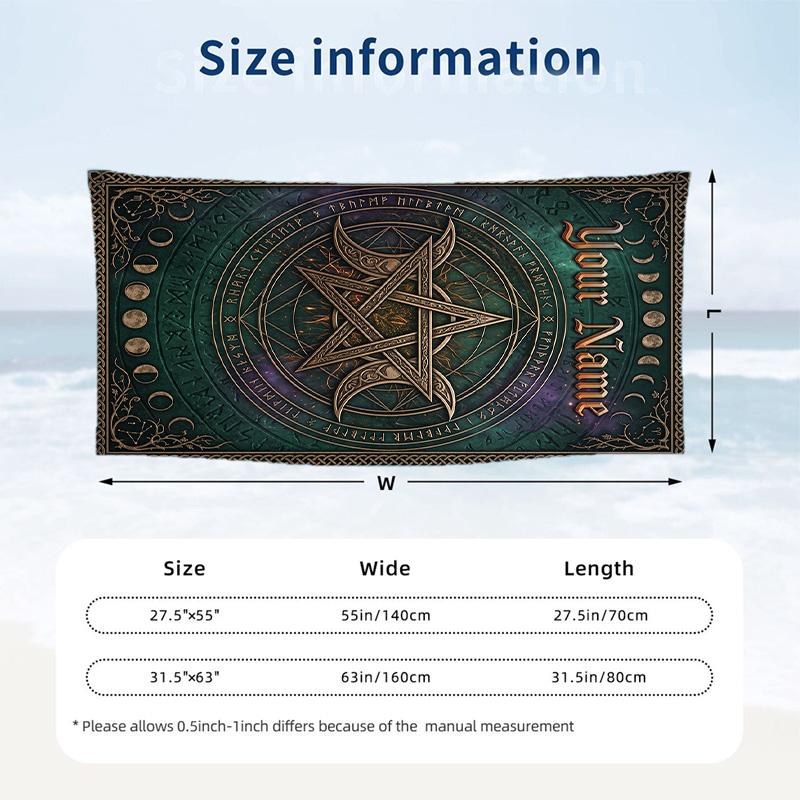 Witchcraft Theme Beach Towel Personalized Custom Name & Text Soft Quick Dry Beach Towel for Swimming Travel