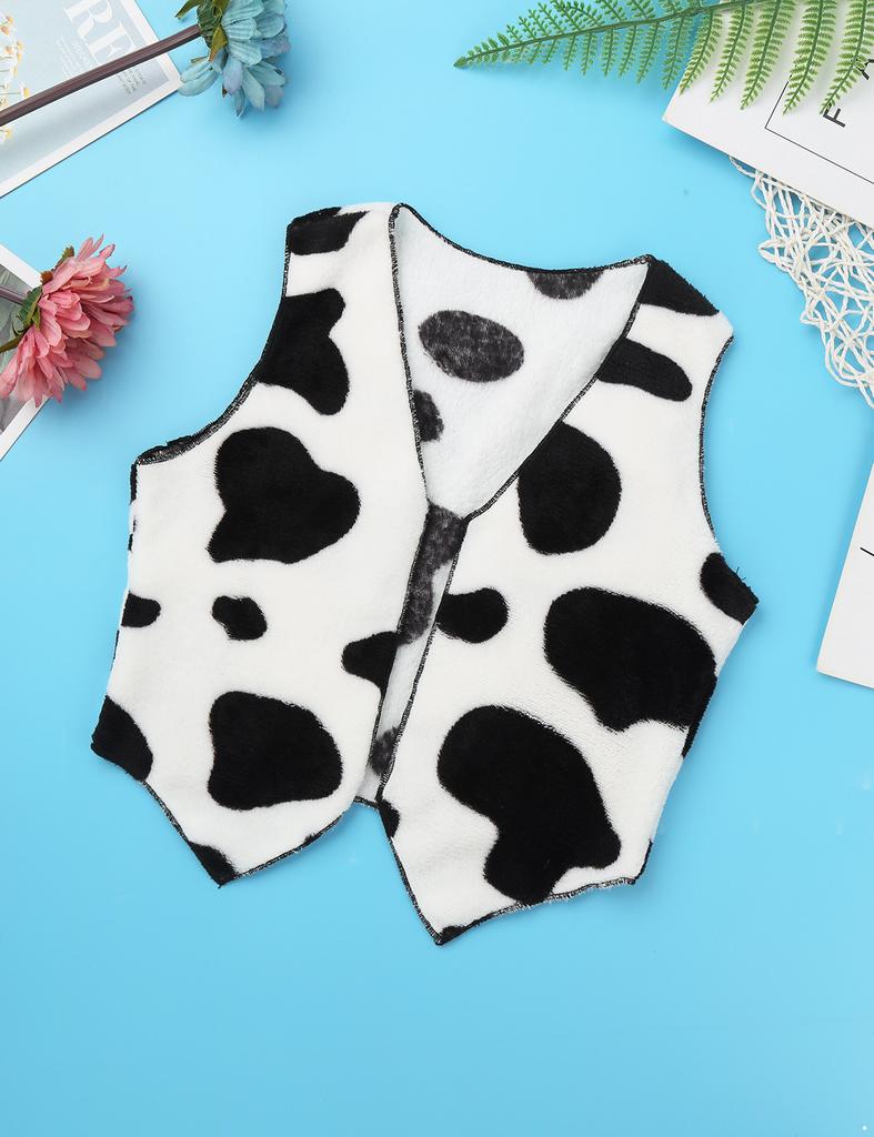 Unisex Kids Boys Girls Fancy Dress-up Flannel Sleeveless Printed Cosplay Theme Party Vest Waistcoat