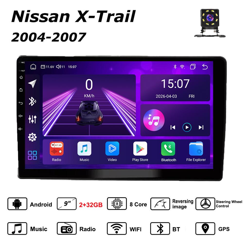 

Android Car-Play Car Radio For Nissan X-Trail 2004-2007 Multimedia Player Head Unit Stereo GPS Navigation BT WIFI,8 CORE ,2+32GB чорний