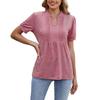 Frühling Und Sommer Neu Kurzarm Einfarbig Plissiert V-Ausschnitt Gestreift T-Shirt Tops Für Damen