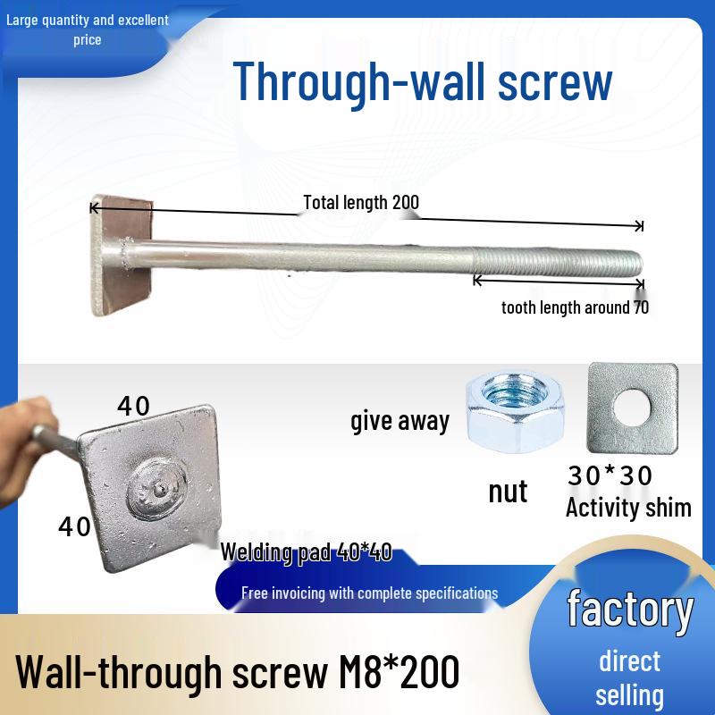 Galvanized Through-Wall Rod Bolt for Curtain Wall and Elevator Installation