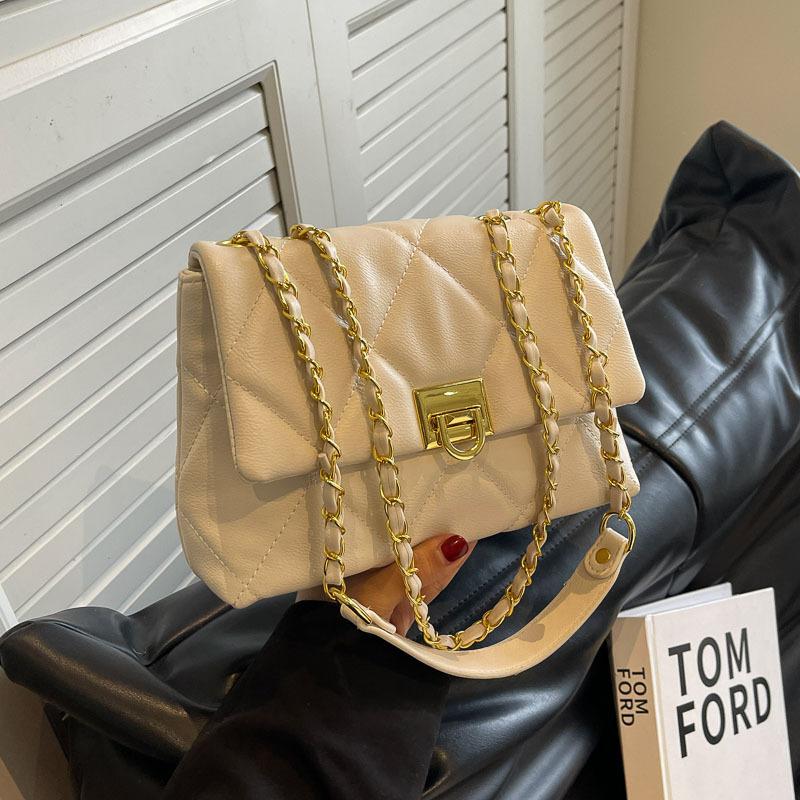 2025 Summer New Fashion Simple Niche Design Diamond Chain Bag Small Fragrant Style Versatile Single Shoulder Oblique Span Women's Bag