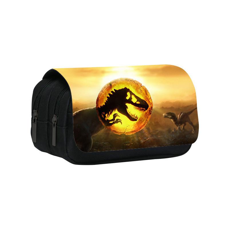 Jurassic World Dinosaur Pattern Double Layer Stationery Storage Bag For Students And Office Use