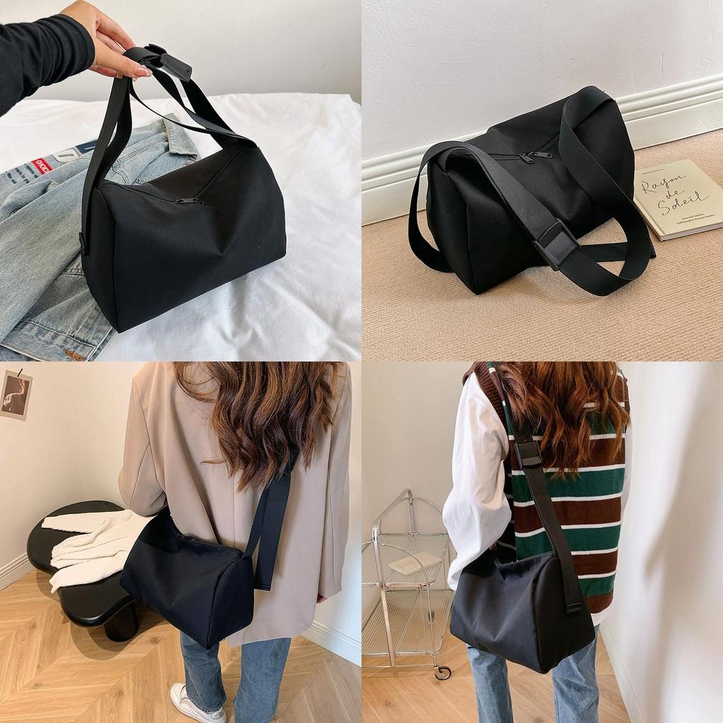 Vintage Casual Black Canvas Tote Bag For Women Stylish Shoulder Crossbody Trendy Design