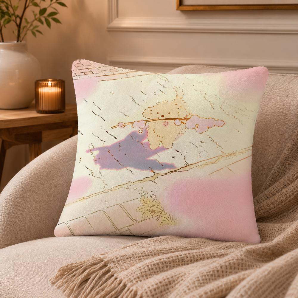 Creative animal art paintings Cushion Cover Anti-dustmite Pillowcase Invisible zipper silky short plush Sofa cushion cover