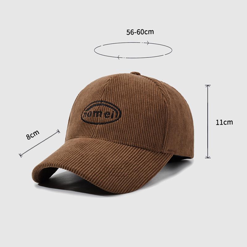 Corduroy Cap Letter Embroidery Baseball Cap for Men Women Outdoor Cap