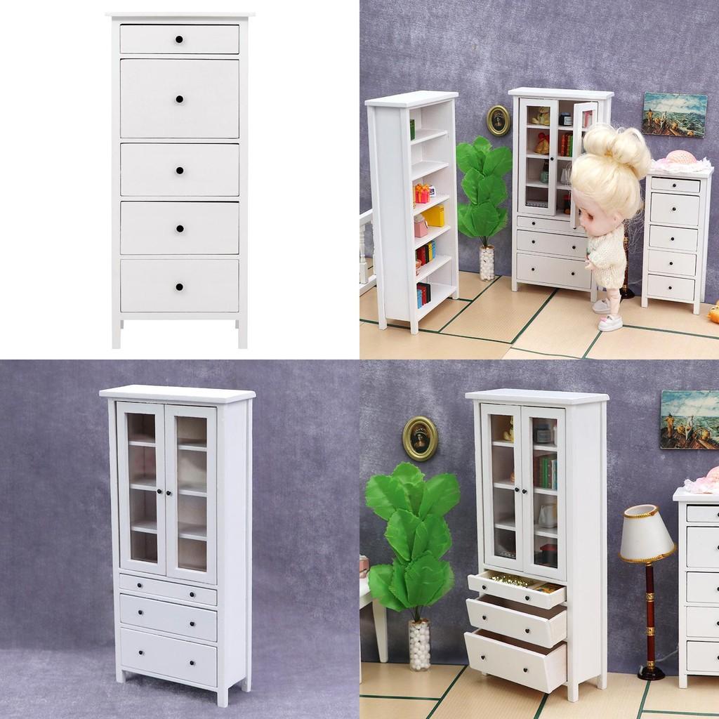 Modern Minimalist White Dollhouse Miniature Furniture Model Storage Cabinet