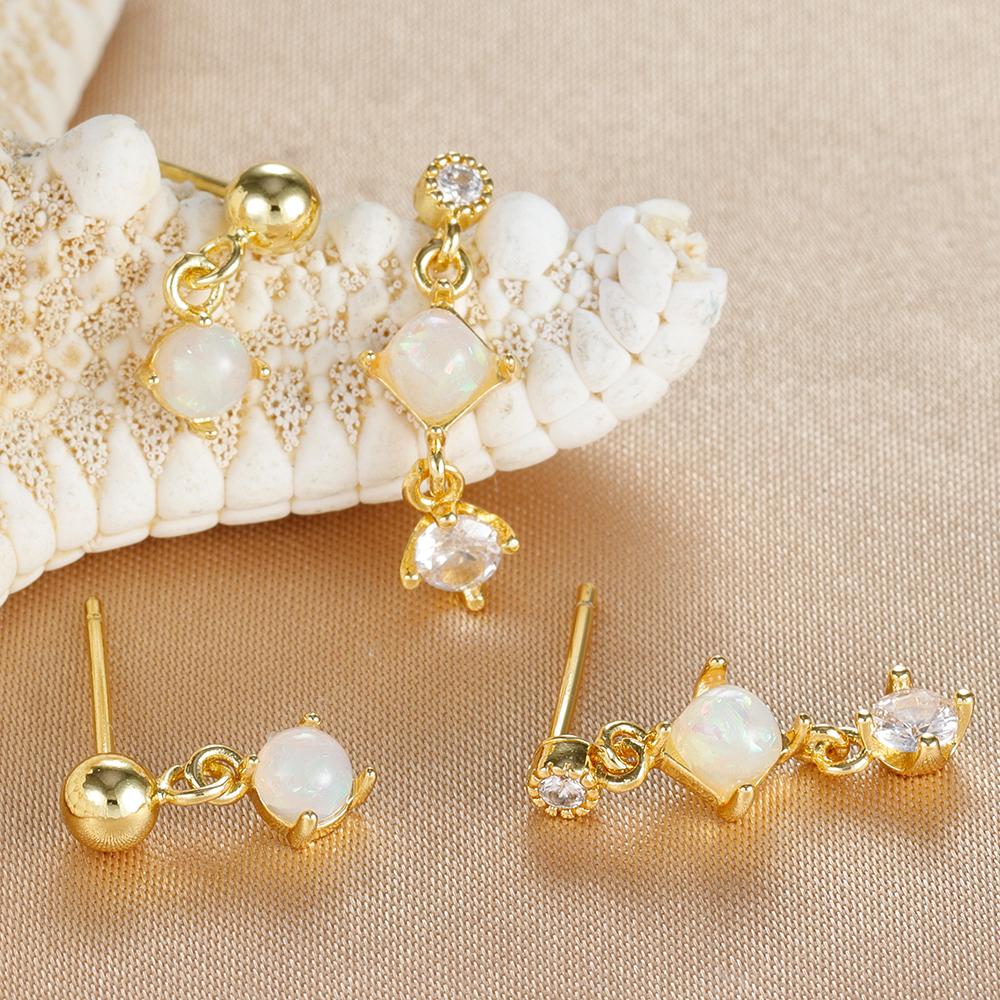 2PCS New Star Moon Zircon Opal Hoop Earrings for Women Stainless Steel Stud Earring Ear Buckle Piercing Jewelry Gifts Pendientes