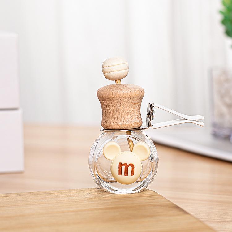 Cartoon Car Perfume Bottle Flat Circular Interior Decoration Empty Bottle Pendant Does For Essential Oils Diffuser Fragrance