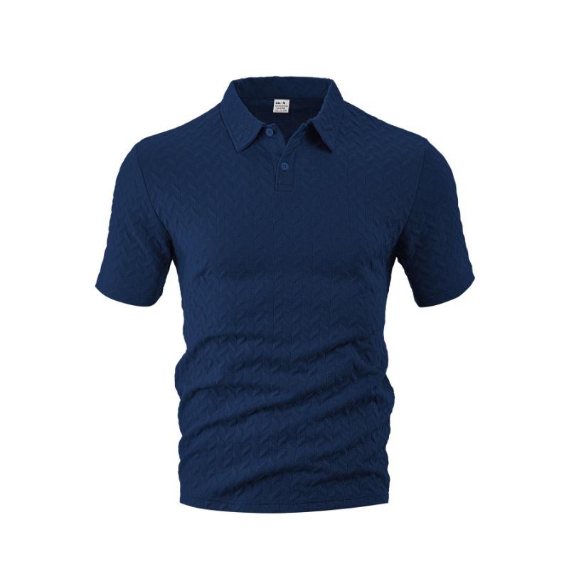 Men Jacquard Fabric Polo Shirt Summer Thin Breathable Moisture Wicking Short Sleeve T Shirt