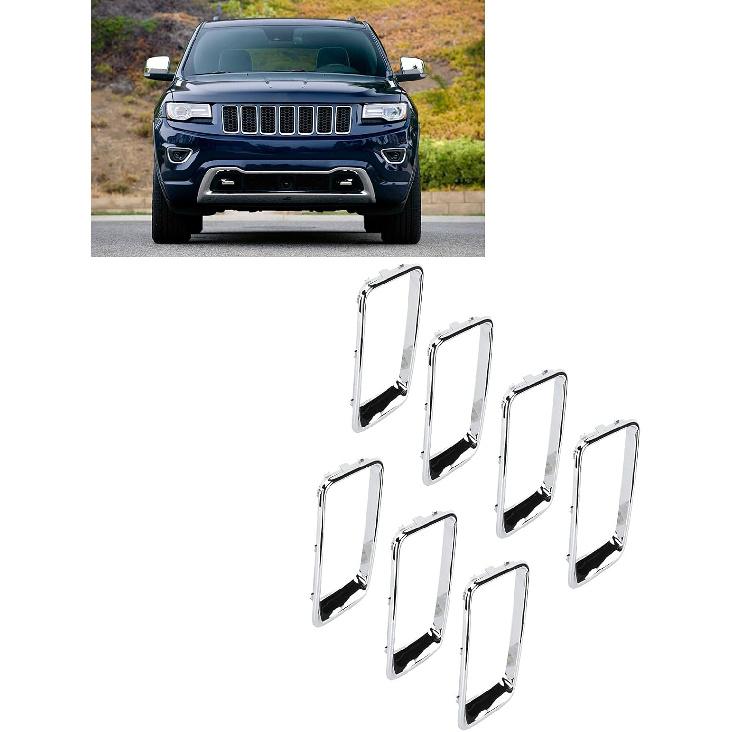 Front Grill Trim Insert Ring, ABS Front Grille Trim Ring Chrome Plated Modification Replacement for 2014‑2016 (7PCS/Set)