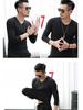 Men's Solid Color Long-Sleeve V-Neck T-Shirt - Casual Spring/Autumn Bottoming Shirt