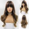 Μακριές καφέ Ombre συνθετικές περούκες για γυναίκες Φυσικά μαλλιά κυματιστές περούκες μεσαίου μέρους Γυναικεία περούκα Cosplay ανθεκτικές στη θερμότητα περούκες από ίνες