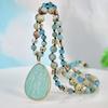 Hand Knotted Emperor Stone Pendant Long Necklace Light Luxury Stone High-end Sweater Chain