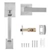 Front Door Handle, Square Entry Handle Set with Lever, No Lock, Adjustable Hole Space, Zinc Alloy Die-Casting, Reversible for Right and Left Handed