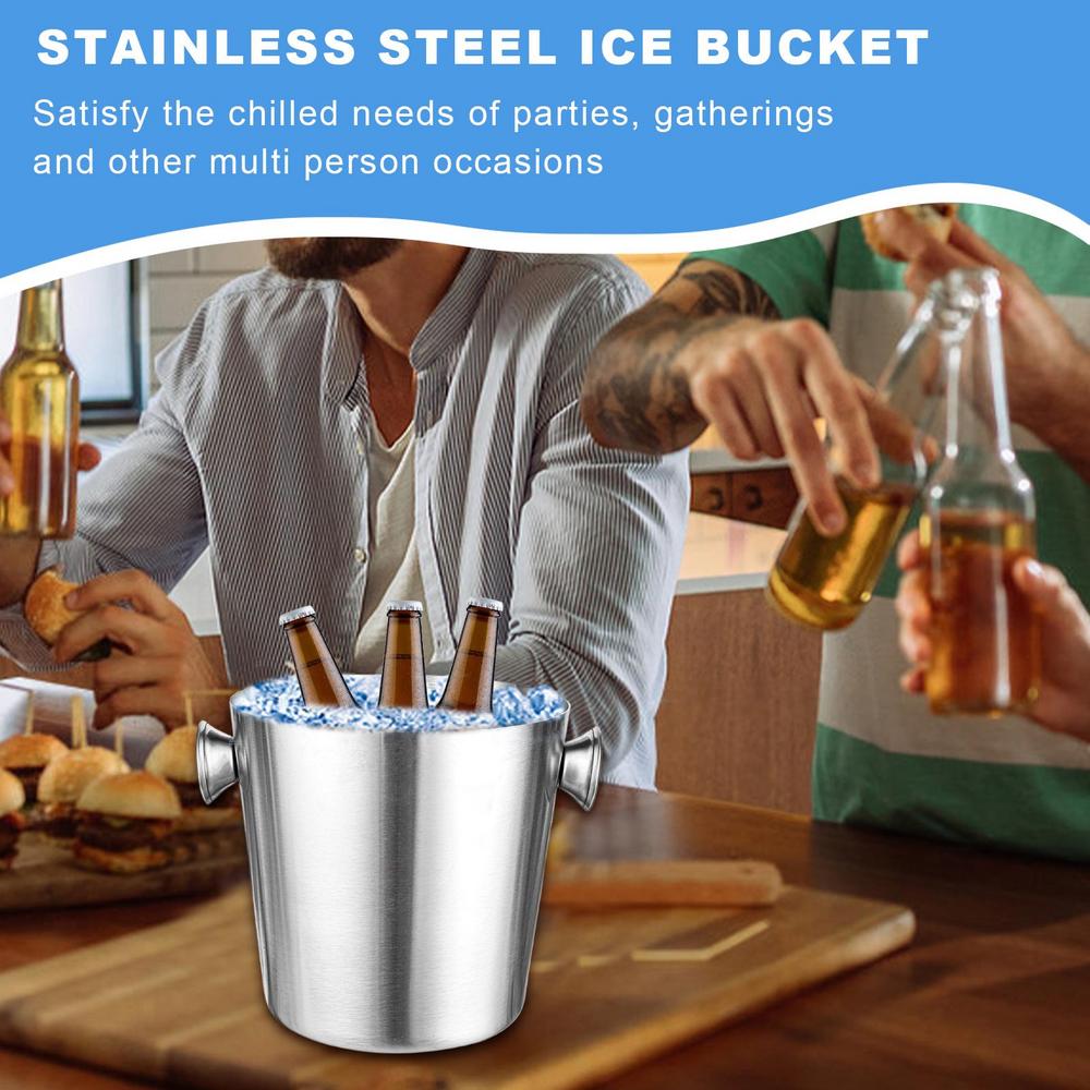 Seaux à Glace Pour Fêtes Refroidisseur de Boissons 2L Baignoire à Boissons en Métal Contenant Isolé Refroidisseur à Vin Avec Poignée Pour Champagne